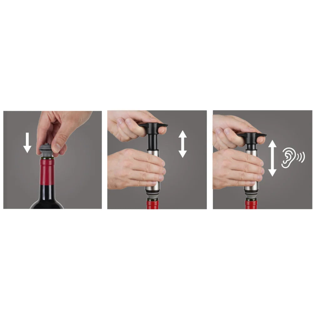 Accesorio Vacuvin Bomba de Vacío Acero Inoxidable con 2 Tapones