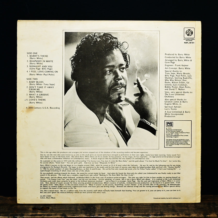 Long Play "Rhapsody in White" de The Love Unlimited Orchestra, edición británica 1974