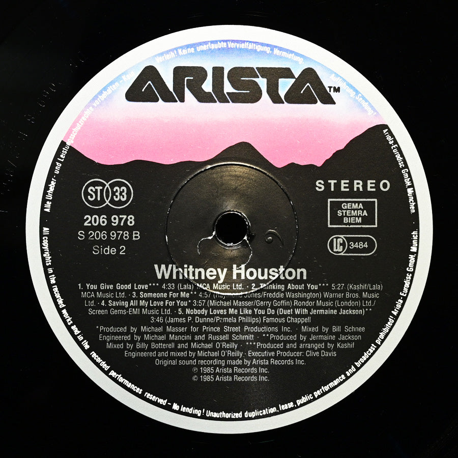 Long Play Whitney Houston edición alemana de 1985
