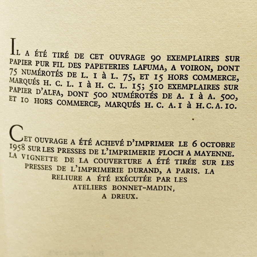 Libro "Pieces Noires" de Jean Anouilh edición numerada 1958