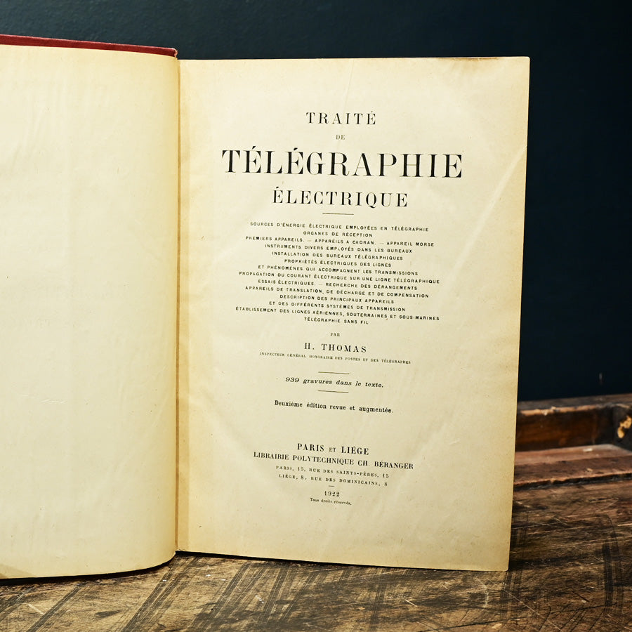 Libro "Traité de Telegraphie Electrique" H. Thomas 1922