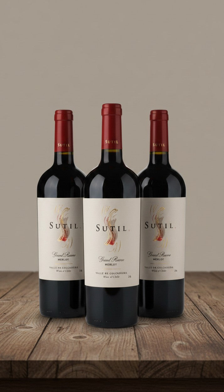 Vino Sutil Merlot Gran Reserva 2023 D.O. Colchagua x 3 BOTELLAS