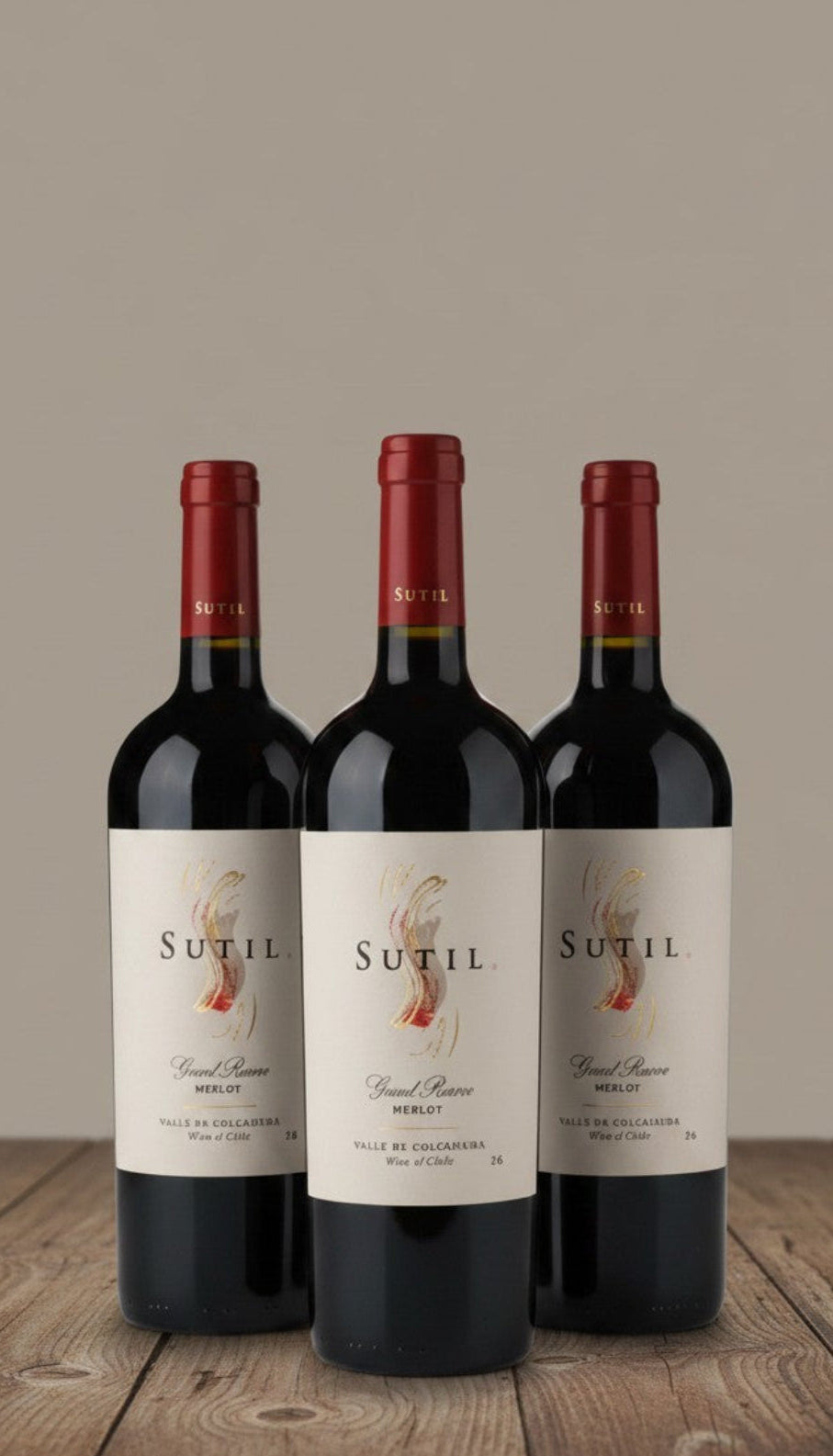 Vino Sutil Merlot Gran Reserva 2023 D.O. Colchagua x 3 BOTELLAS