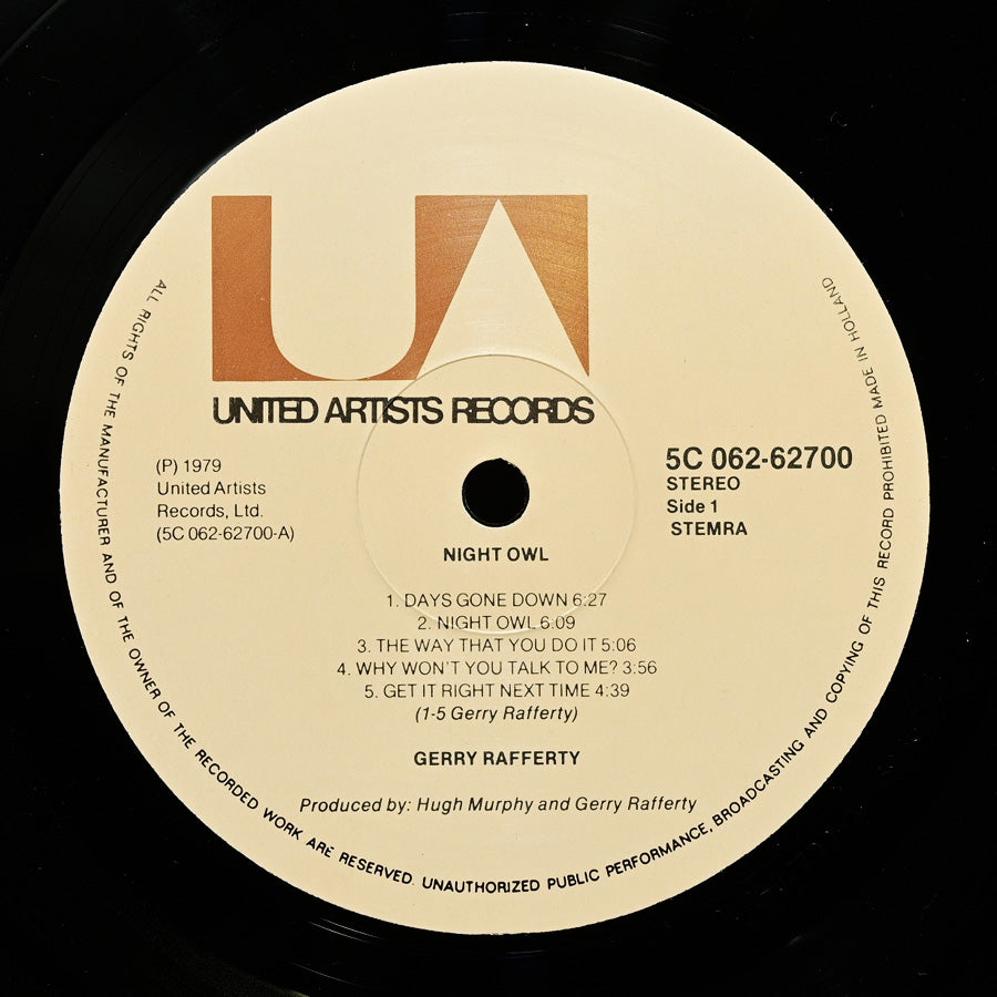 Long Play Night Owl de Gerry Rafferty edición inglesa de 1979