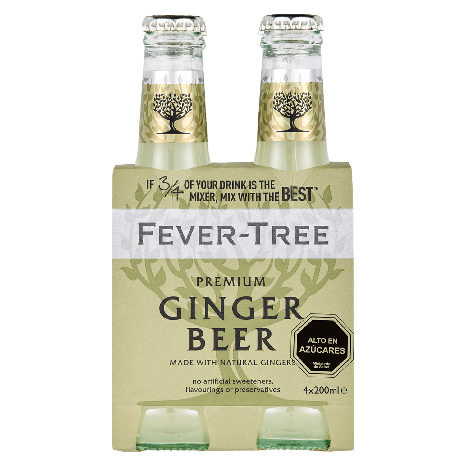 Pack 4 Agua Fever Tree Ginger Beer 200ml D.O. Inglaterra